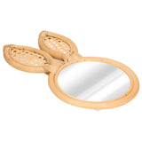 Decorative Mirror Cute Bunny Shape Exquisite Rattan Hanging Wall Mirror for Makeup Home Bedroom Decoration Gift