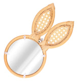 Decorative Mirror Cute Bunny Shape Exquisite Rattan Hanging Wall Mirror for Makeup Home Bedroom Decoration Gift - Extra Image
