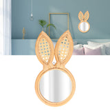 Decorative Mirror Cute Bunny Shape Exquisite Rattan Hanging Wall Mirror for Makeup Home Bedroom Decoration Gift