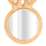Decorative Mirror Cute Bunny Shape Exquisite Rattan Hanging Wall Mirror for Makeup Home Bedroom Decoration Gift
