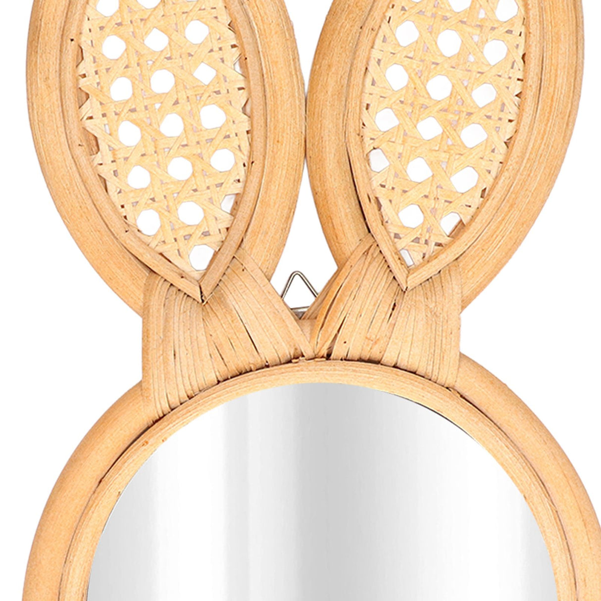Decorative Mirror Cute Bunny Shape Exquisite Rattan Hanging Wall Mirror for Makeup Home Bedroom Decoration Gift