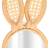 Decorative Mirror Cute Bunny Shape Exquisite Rattan Hanging Wall Mirror for Makeup Home Bedroom Decoration Gift - Extra Image