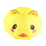 Kid Umbrella Lovely Cartoon Animal Easy Operation Light Weight Girls Umbrella for Raining Clear DayYellow
