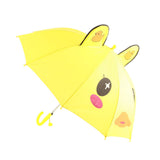 Kid Umbrella Lovely Cartoon Animal Easy Operation Light Weight Girls Umbrella for Raining Clear DayYellow - Top-Down View