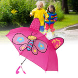 Kid Umbrella Lovely Cartoon Animal Easy Operation Light Weight Girls Umbrella for Raining Clear DayRose Red - Extra Image
