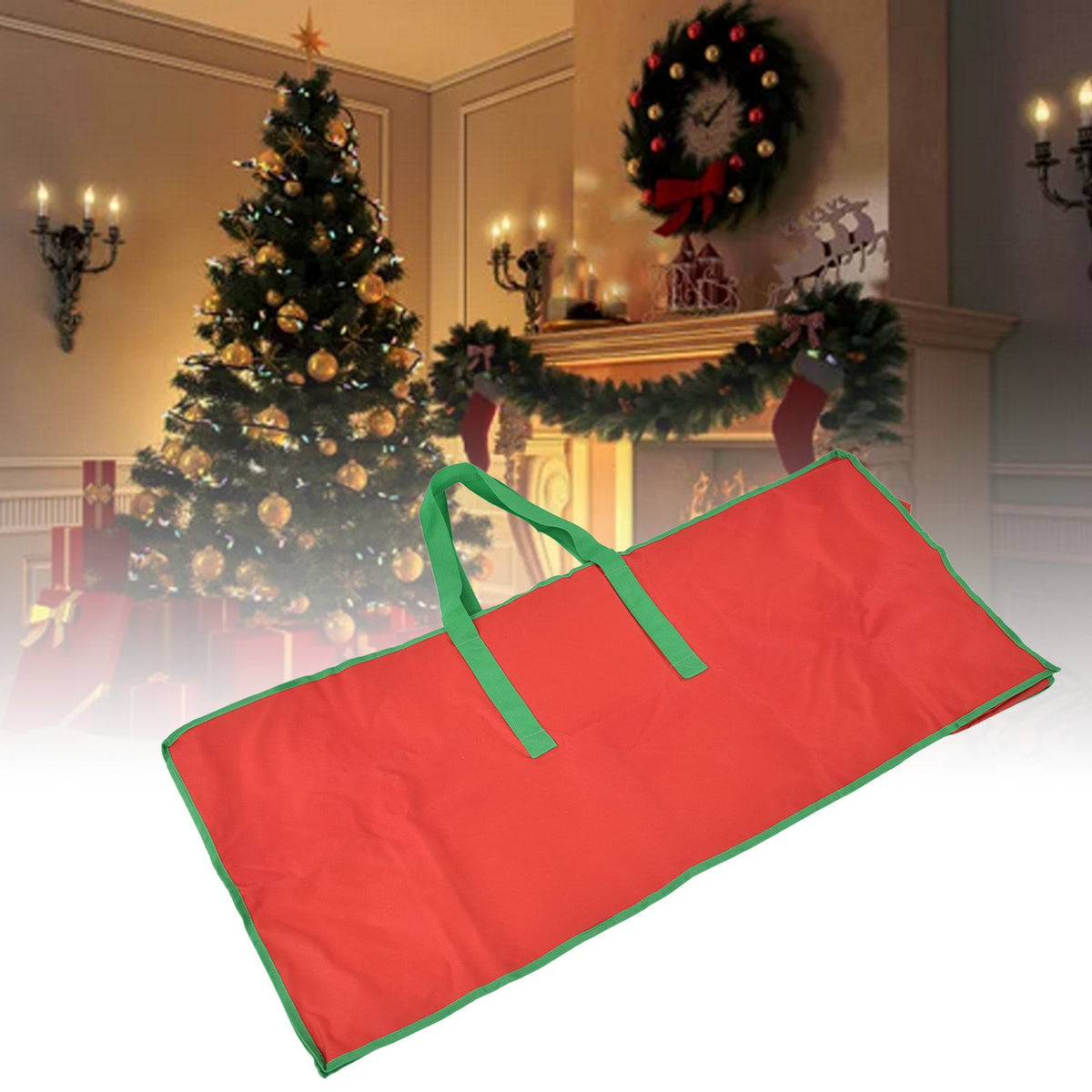 Christmas Tree Storage Bag Bright Red Protective Safe Reliable Durable Portable Organizer for Home