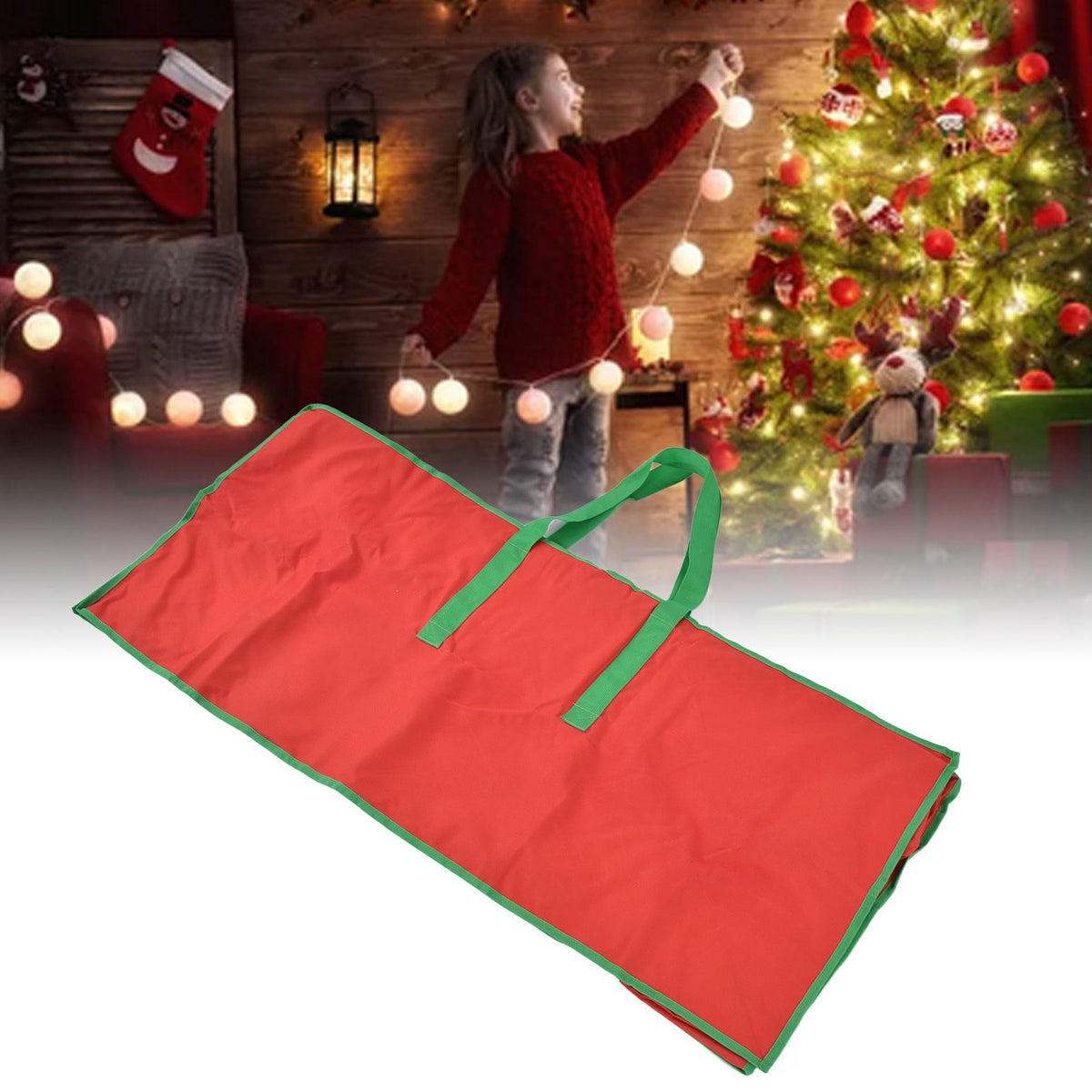 Christmas Tree Storage Bag Bright Red Protective Safe Reliable Durable Portable Organizer for Home
