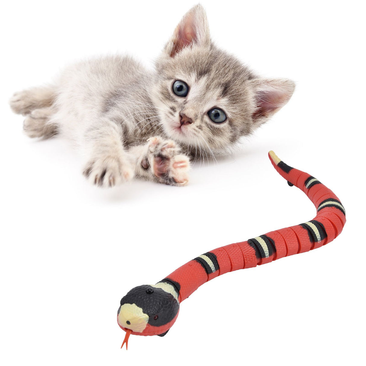 Interactive Cat Toy Smart Sensing Electronic Toy Snake Simulation Animal Model for Pet Obstacle Avoidance Training