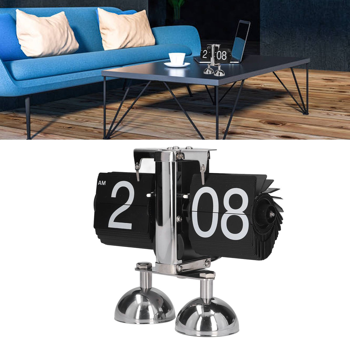 Flip Clock Quartz Movement High Accuracy Retro Style Stainless Steel Simple Operation Quartz Clock