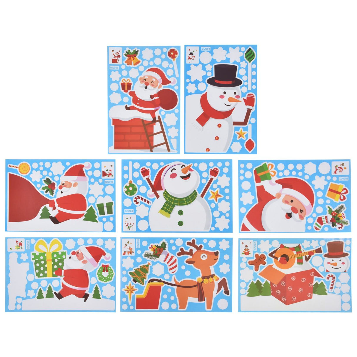 8PCS Christmas Snowman Sticker DIY Window Glass Sticker PVC Decorative Sticker for Living Room