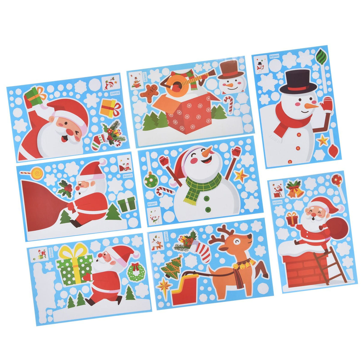 8PCS Christmas Snowman Sticker DIY Window Glass Sticker PVC Decorative Sticker for Living Room