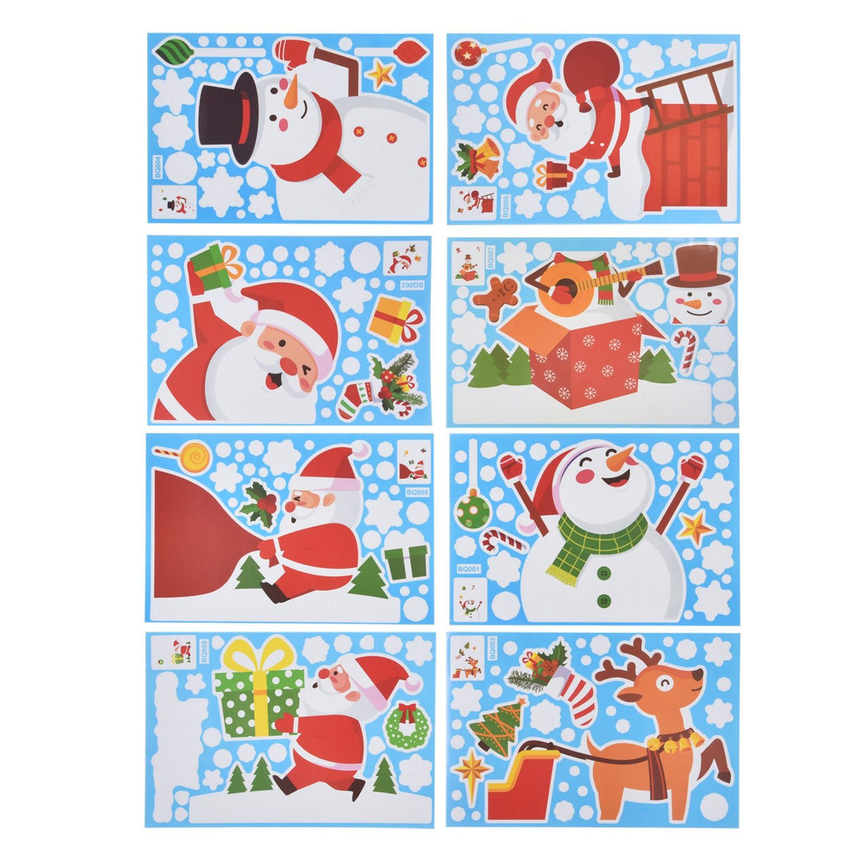 8PCS Christmas Snowman Sticker DIY Window Glass Sticker PVC Decorative Sticker for Living Room