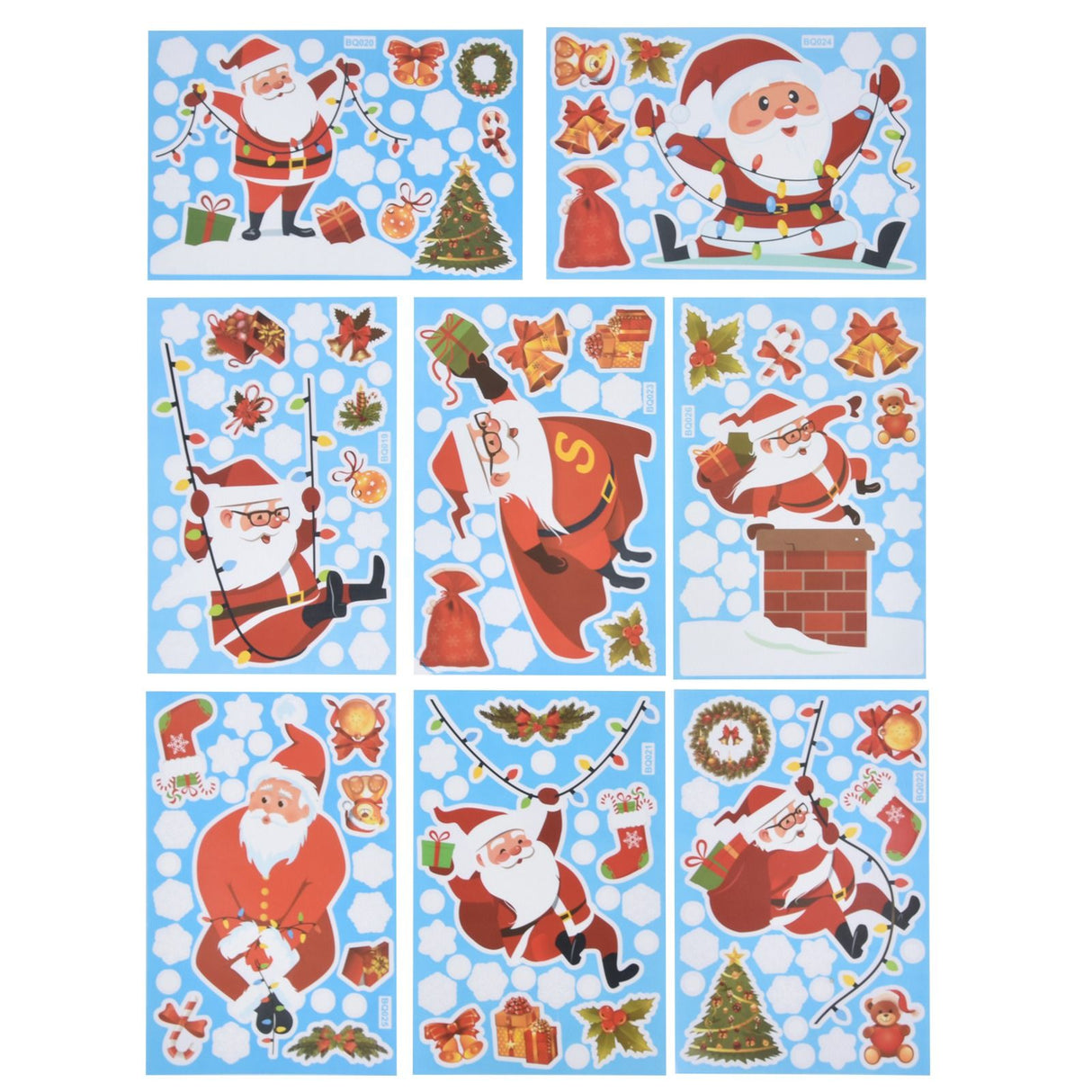 8Pcs Christmas Stickers Cute Patterns Easy to Use Environmentally Friendly Xmas Window Decals for Home Decor