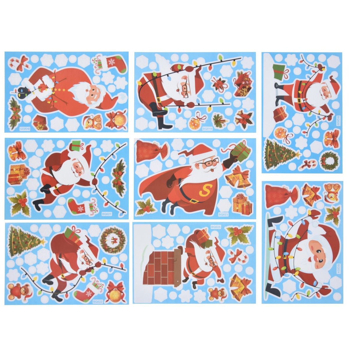 8Pcs Christmas Stickers Cute Patterns Easy to Use Environmentally Friendly Xmas Window Decals for Home Decor
