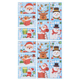 14pcs Christmas Stickers Cute Snowflake Reindeer Elf Pattern Christmas Window Clings for Window Glass Party Decorations - Top-Down View