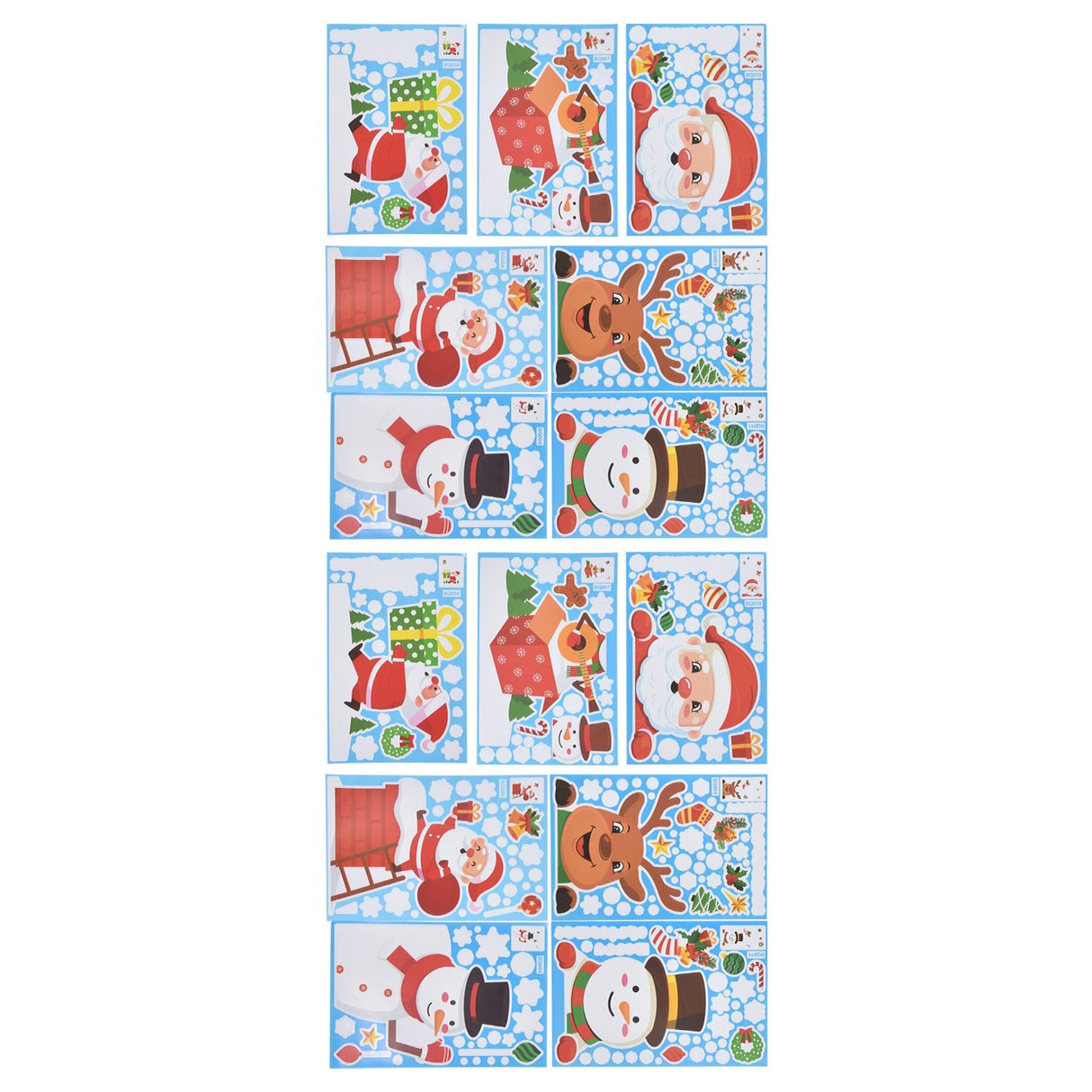 14pcs Christmas Stickers Cute Snowflake Reindeer Elf Pattern Christmas Window Clings for Window Glass Party Decorations