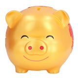 Piggy Bank Cute Cartoon Shape Anti Falling Pig Money Box for Children Gift Home Decoration Coins StorageLarge Size Gold - Front View