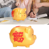 Piggy Bank Cute Cartoon Shape Anti Falling Pig Money Box for Children Gift Home Decoration Coins StorageLarge Size Gold - Extra Image