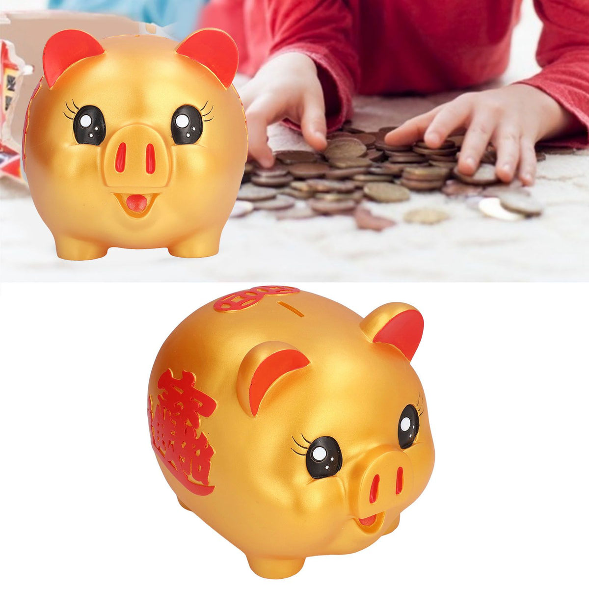 Piggy Bank Cute Cartoon Pig Shape Anti Falling Coins Saving Box for Kids Gift Home Decoration Coins StorageLarge Size(1200 Pieces Storage)
