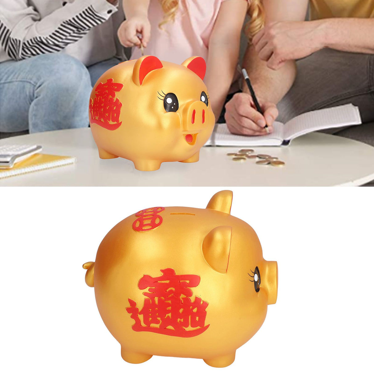 Piggy Bank Cute Cartoon Pig Shape Anti Falling Coins Saving Box for Kids Gift Home Decoration Coins StorageLarge Size(1200 Pieces Storage)