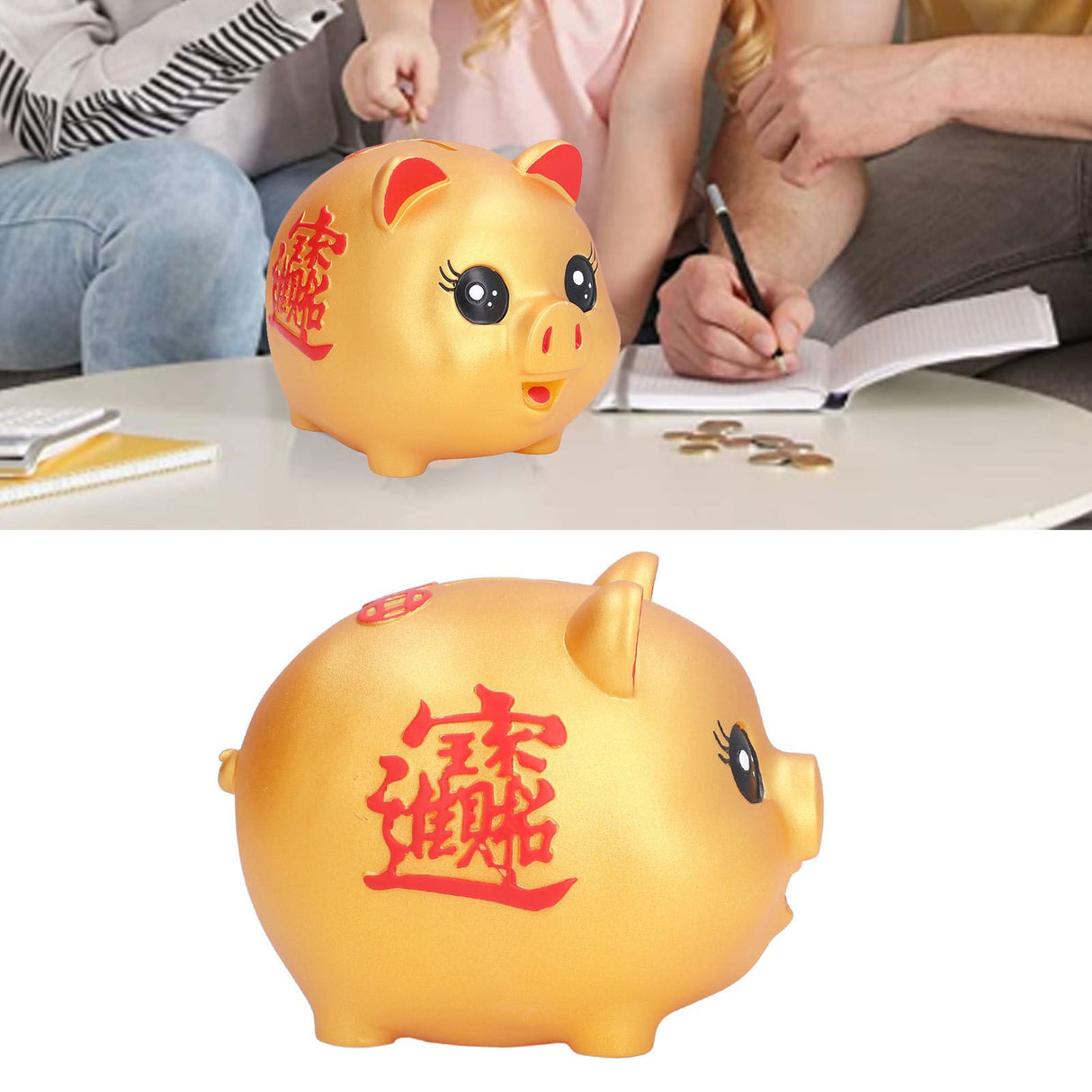Piggy Bank Cute Cartoon Pig Shape Anti Falling Kids Coin Bank for Gift Home Decoration Coins StorageMiddle Size(700 Pieces Storage)