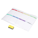 Weekly Calendar Self Adhesive Reusable Weekly Dry Erase Board Paste with Eraser for Home Wall Fridge - Front View