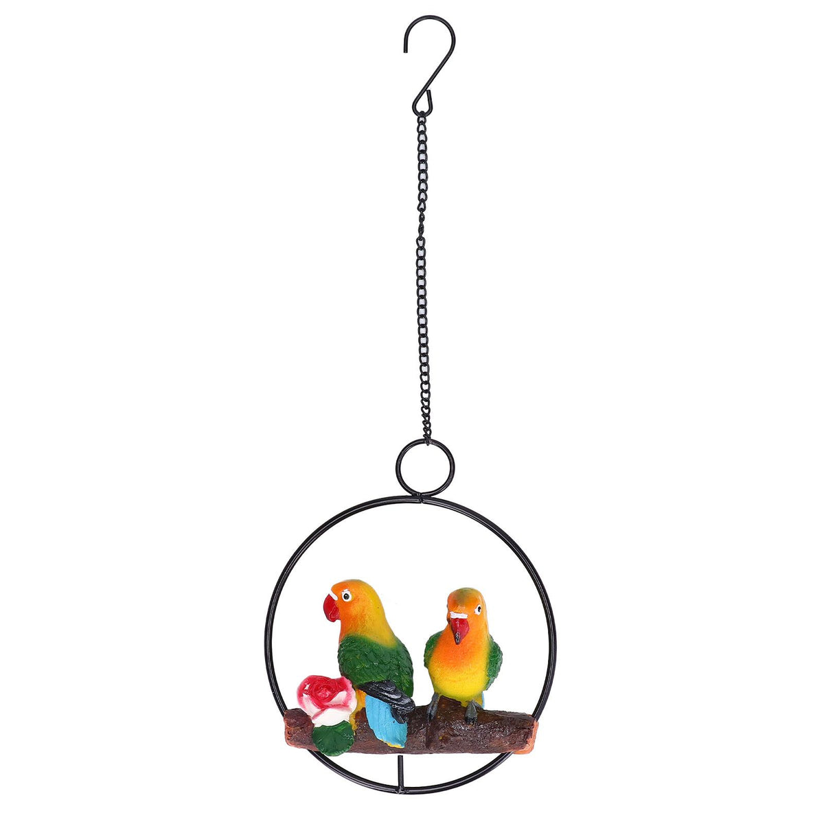 Hanging Parrot Sculpture Hanging Ring Statue for Patio Lawn Home and Garden Decor