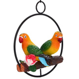 Hanging Parrot Sculpture Hanging Ring Statue for Patio Lawn Home and Garden Decor