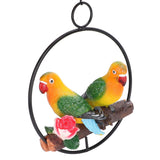 Hanging Parrot Sculpture Hanging Ring Statue for Patio Lawn Home and Garden Decor