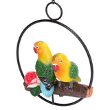 Hanging Parrot Sculpture Hanging Ring Statue for Patio Lawn Home and Garden Decor - 45-Degree Angle