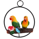 Hanging Parrot Sculpture Hanging Ring Statue for Patio Lawn Home and Garden Decor