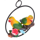 Hanging Parrot Sculpture Hanging Ring Statue for Patio Lawn Home and Garden Decor
