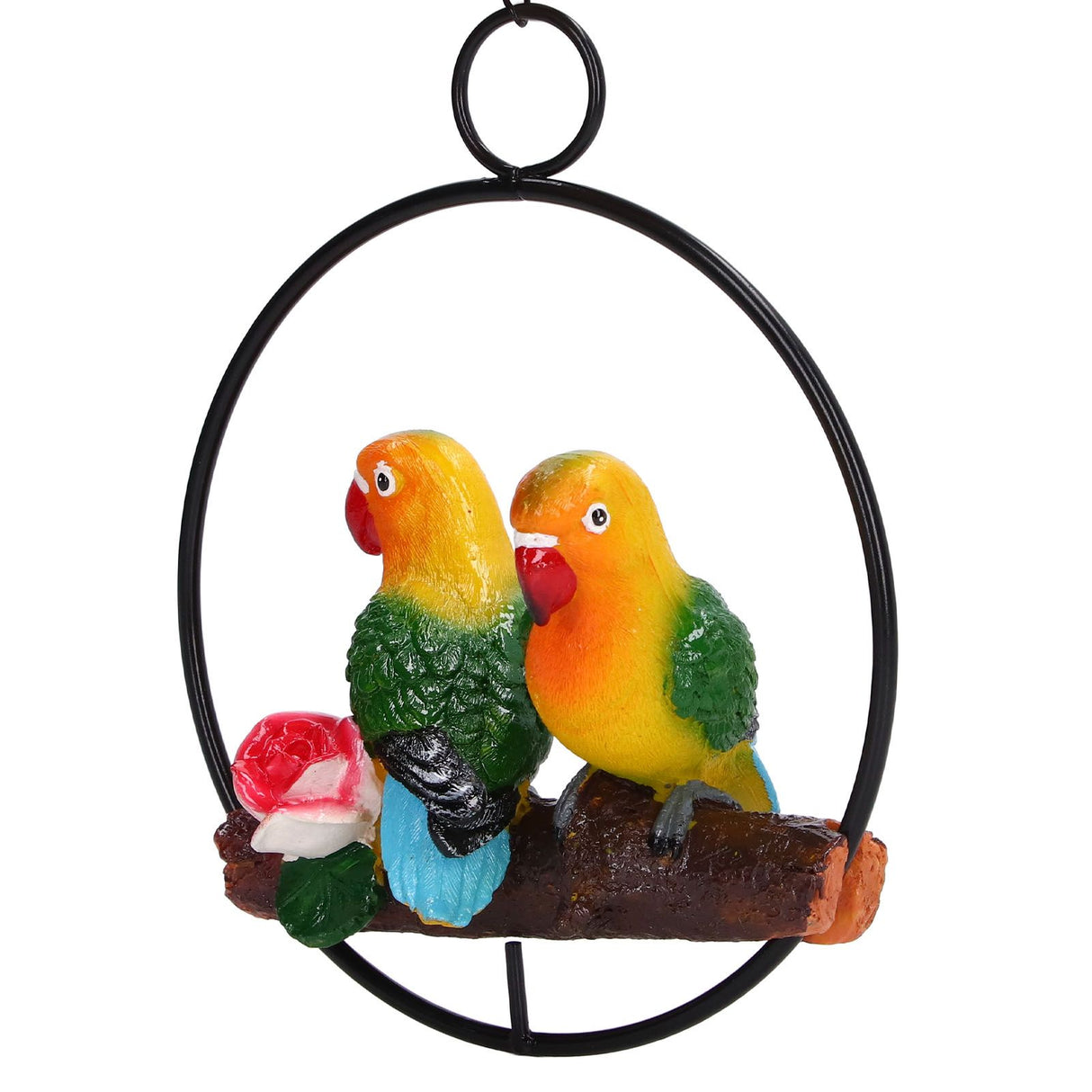 Hanging Parrot Sculpture Hanging Ring Statue for Patio Lawn Home and Garden Decor