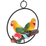 Hanging Parrot Sculpture Hanging Ring Statue for Patio Lawn Home and Garden Decor