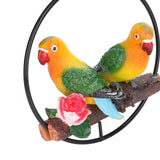 Hanging Parrot Sculpture Hanging Ring Statue for Patio Lawn Home and Garden Decor