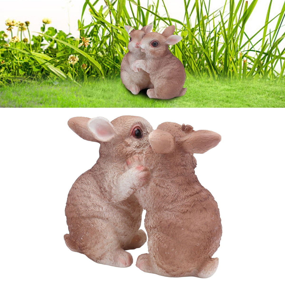 Garden Bunny Statues Resin Crafts Decorations Potted Landscaping Sculpture Animal Models for Lawn Garden