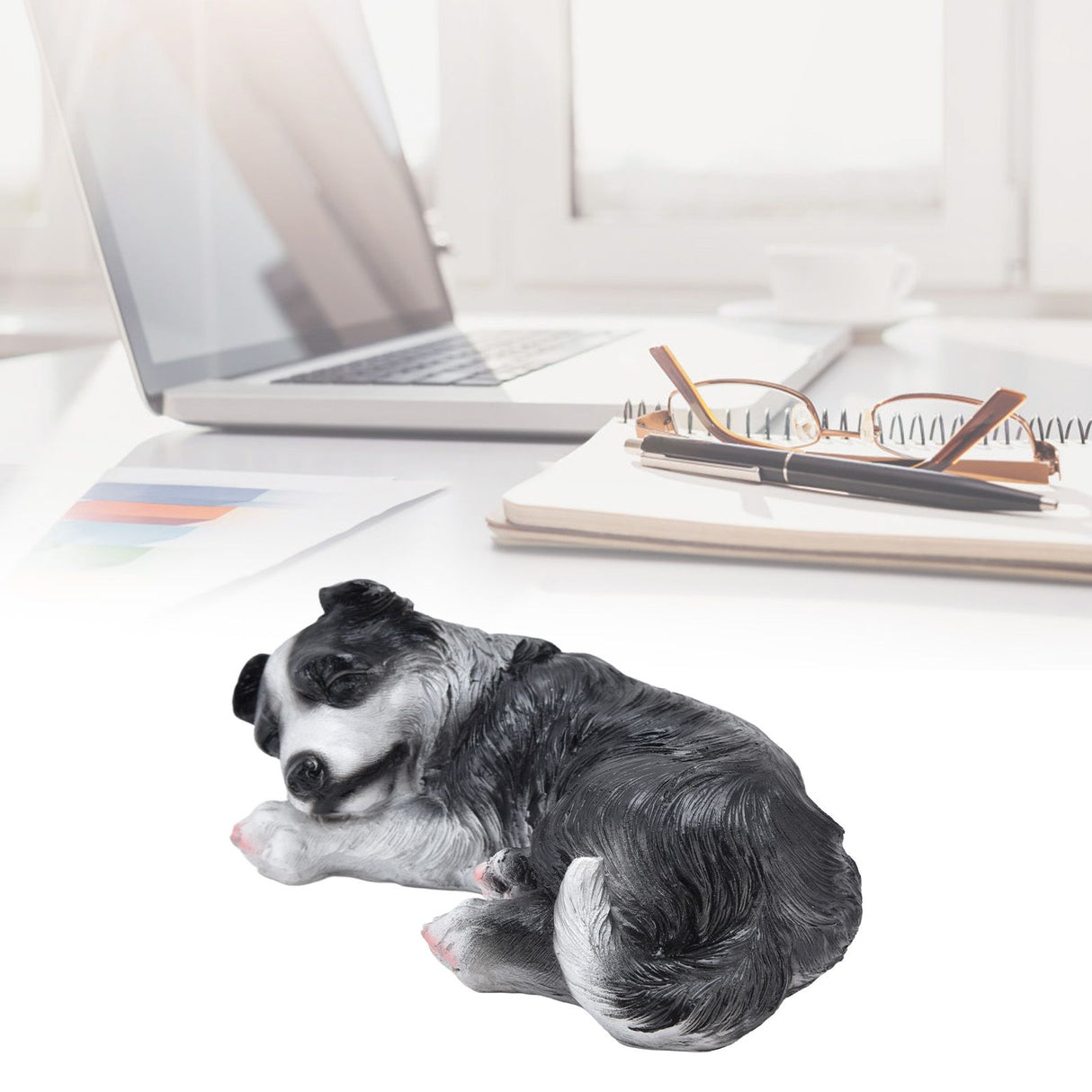 Dog Ornament Textured Exquisite Vivid Real Cute Dog Statue for Garden Lawn Desk Decoration