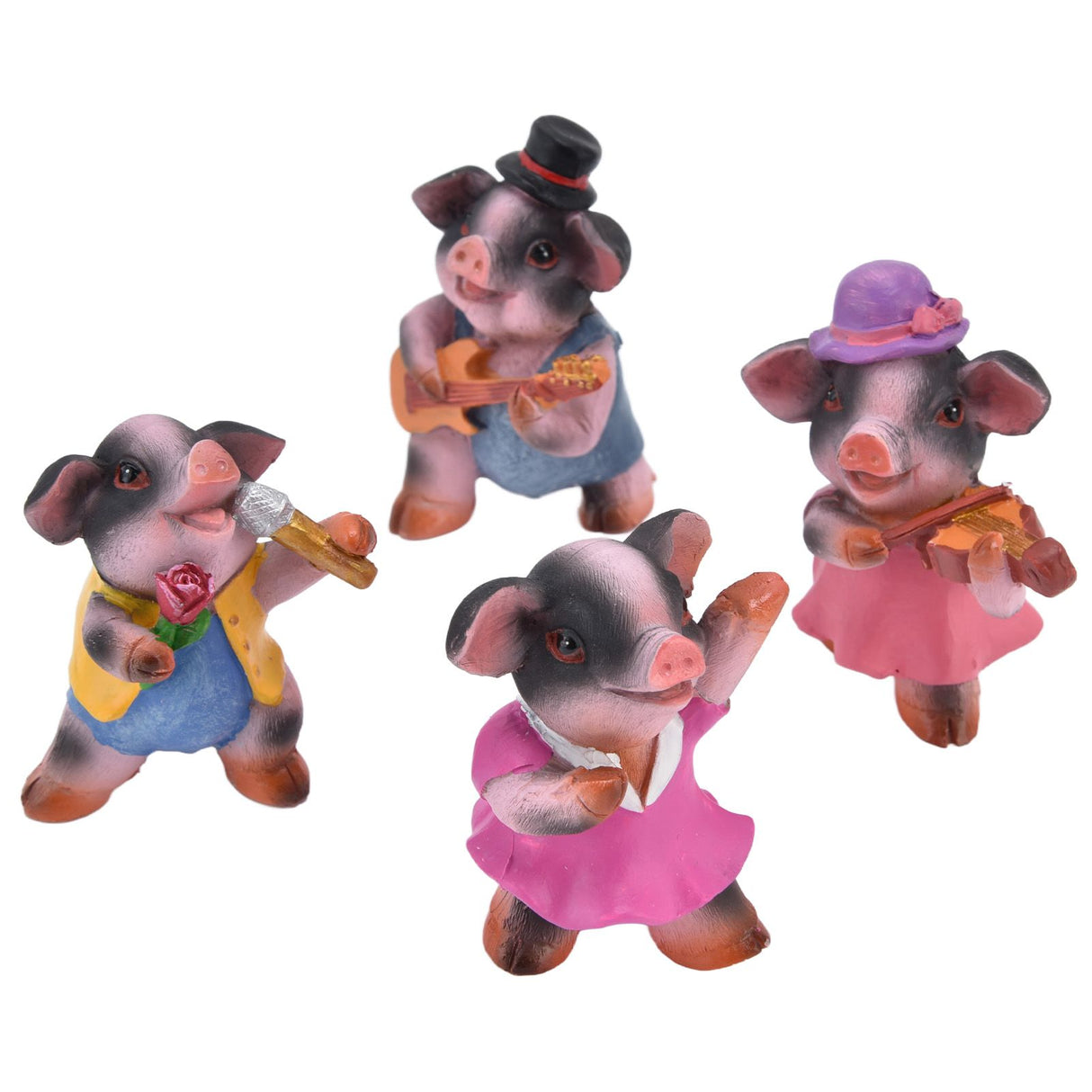 4Pcs Pig Ornaments Textured Exquisite Vivid Cartoon Cute Pig Statue for Bedroom Living Room Desk Decoration
