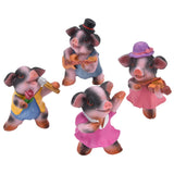 4Pcs Pig Ornaments Textured Exquisite Vivid Cartoon Cute Pig Statue for Bedroom Living Room Desk Decoration - Top-Down View