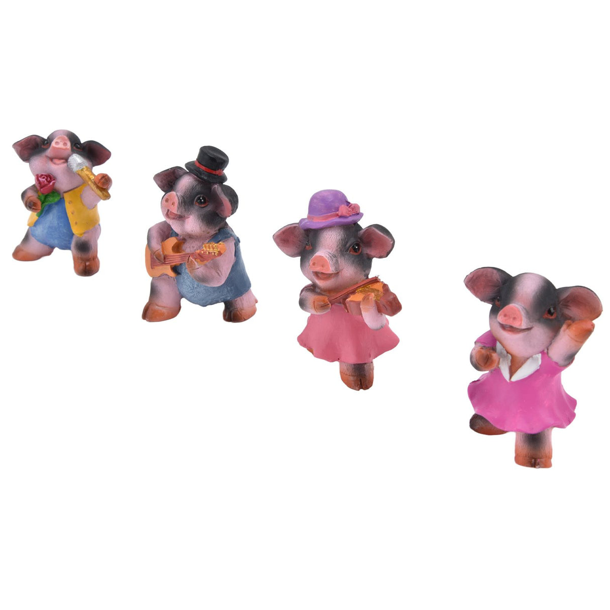 4Pcs Pig Ornaments Textured Exquisite Vivid Cartoon Cute Pig Statue for Bedroom Living Room Desk Decoration