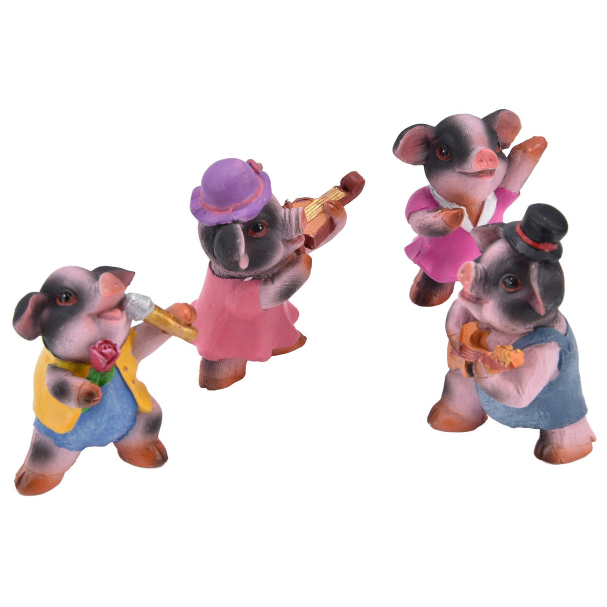 4Pcs Pig Ornaments Textured Exquisite Vivid Cartoon Cute Pig Statue for Bedroom Living Room Desk Decoration