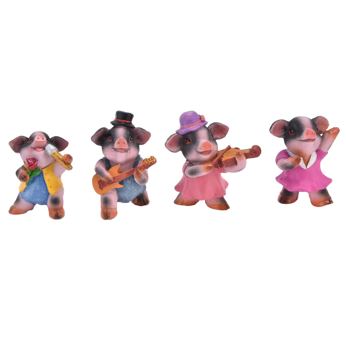 4Pcs Pig Ornaments Textured Exquisite Vivid Cartoon Cute Pig Statue for Bedroom Living Room Desk Decoration