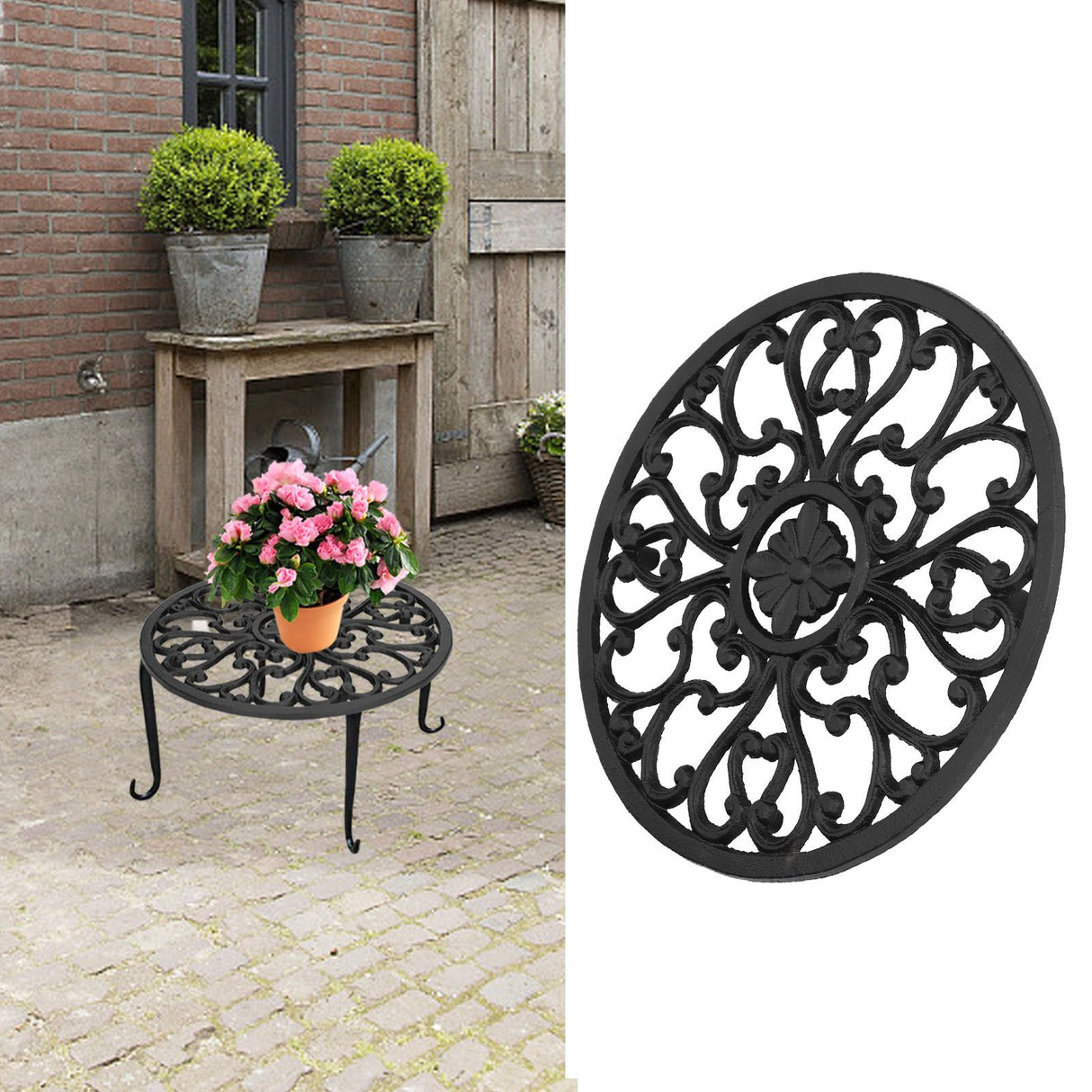 Flower Stand Attractive Decorative Convenient Practical Movable Durable Stable Plant Shelf for Indoor Outdoor
