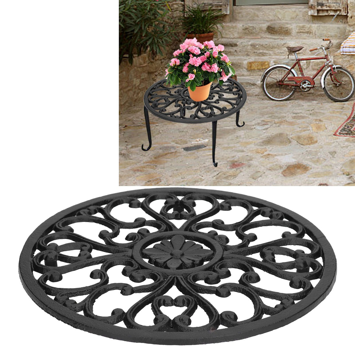 Flower Stand Attractive Decorative Convenient Practical Movable Durable Stable Plant Shelf for Indoor Outdoor