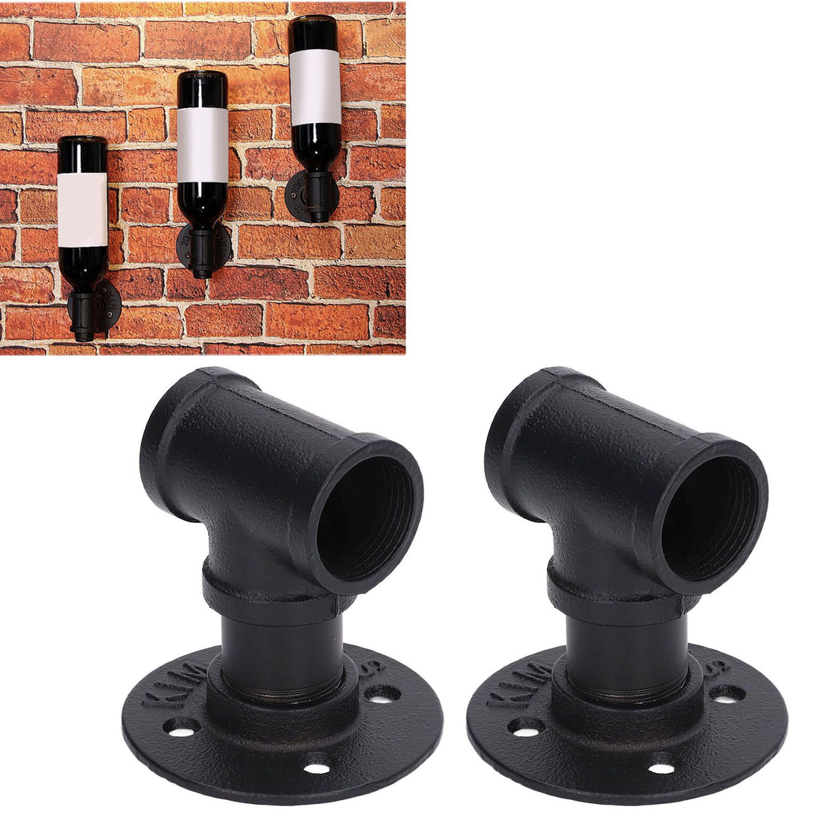 2Pack Wall Mounted Wine Bottle Rack Wine Hanging Holder Water Pipe Design with Mounting Screw for Storage