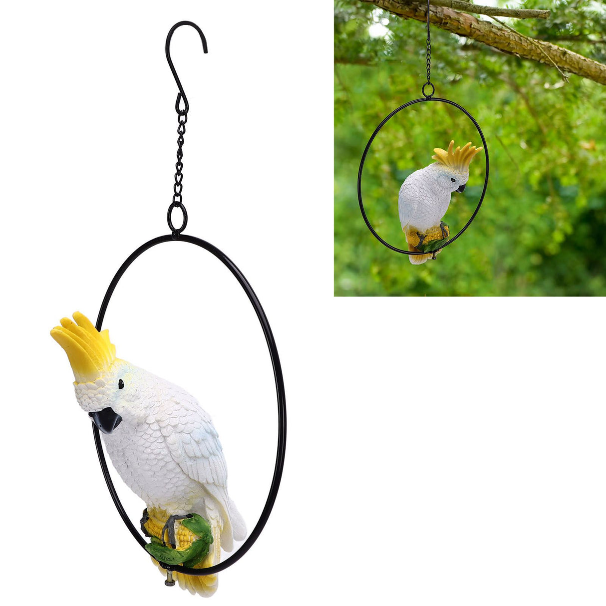 Iron Ring Parrots Decor Bright Texture Waterproof Iron Ring Parrots Resin Pendant Crafts