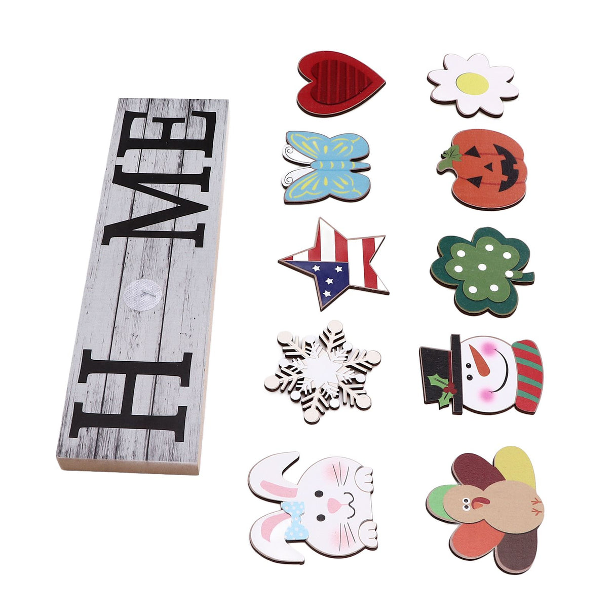 Wooden Country Home Decoration Welcome Sign Wall Decoration 10 Interchangeable Icons Letter Decoration Crafts