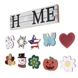 Wooden Country Home Decoration Welcome Sign Wall Decoration 10 Interchangeable Icons Letter Decoration Crafts - Top-Down View