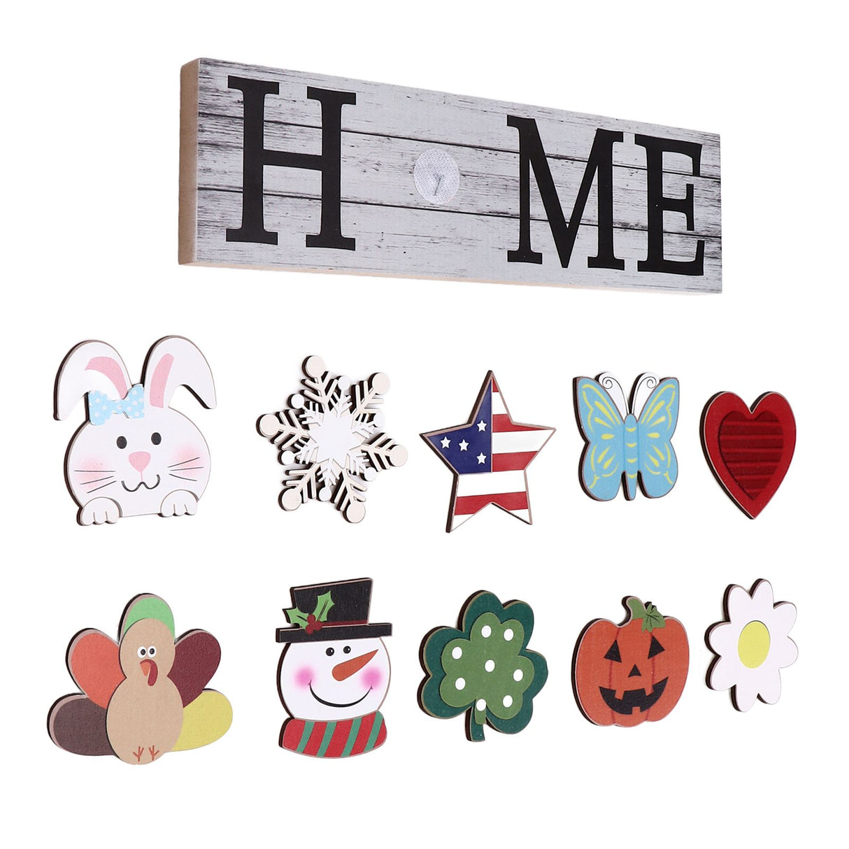 Wooden Country Home Decoration Welcome Sign Wall Decoration 10 Interchangeable Icons Letter Decoration Crafts