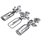 3Pcs Metal Vase Flowers Wall Art Elegant Prevent Rust Easy to Install Iron Flower Wall Art for Indoor Decoration - Side View